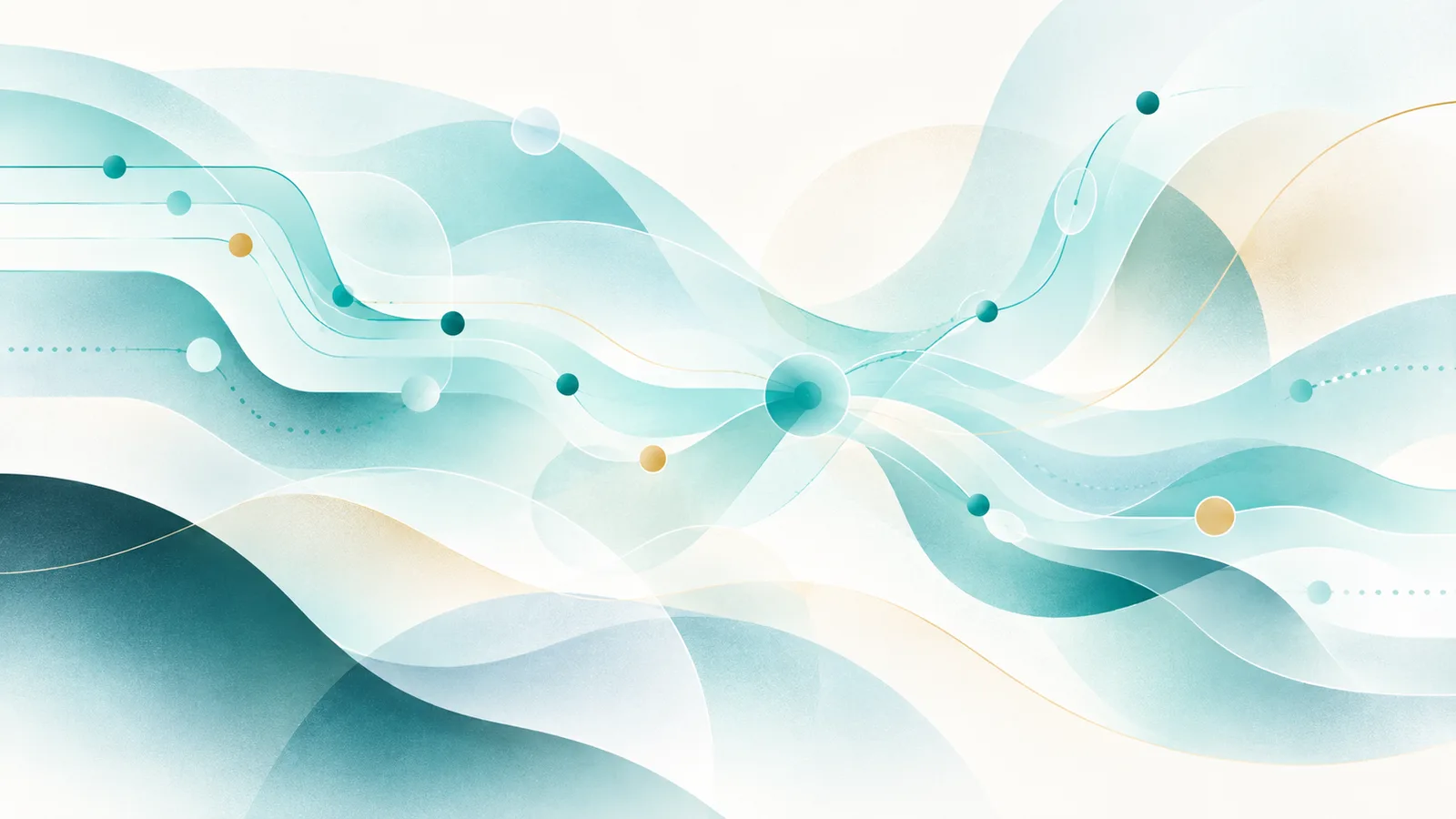 Abstracte golven in teal met verbonden datapunten