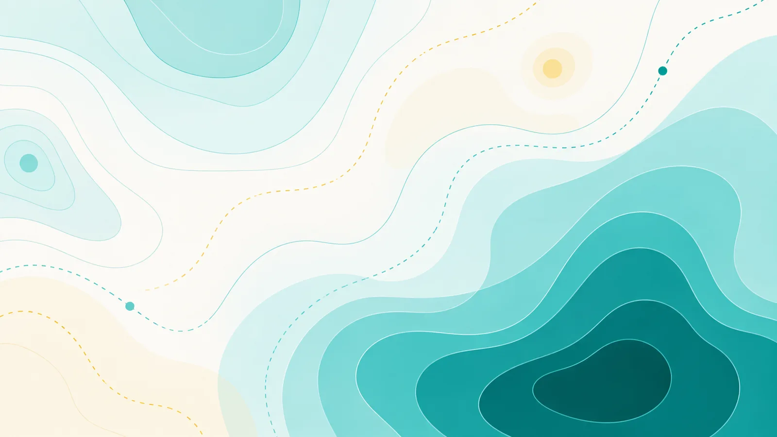 Abstracte hoogtelijnen in teal en zand