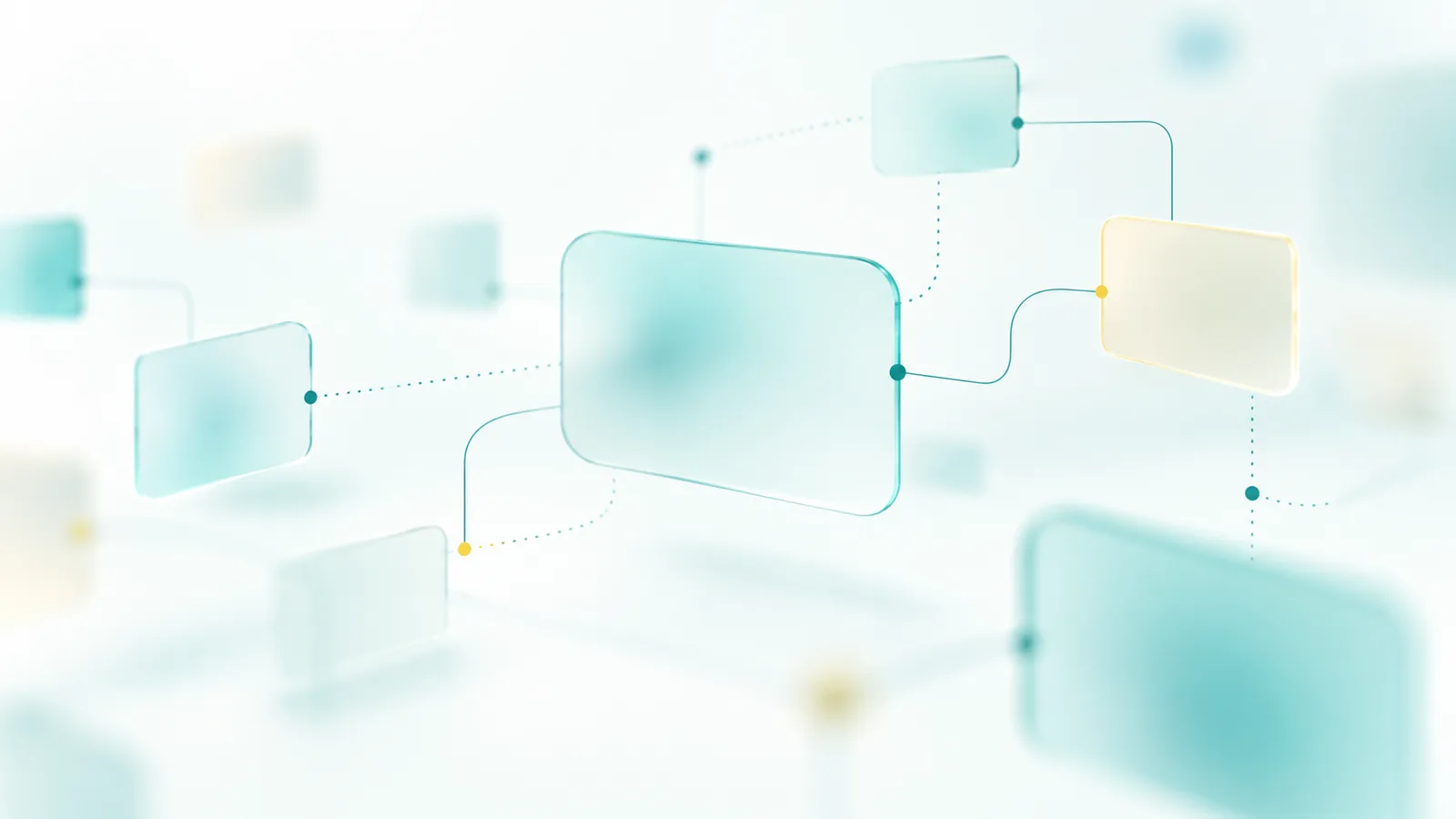 Abstracte verbonden kaartjes als stroomschema