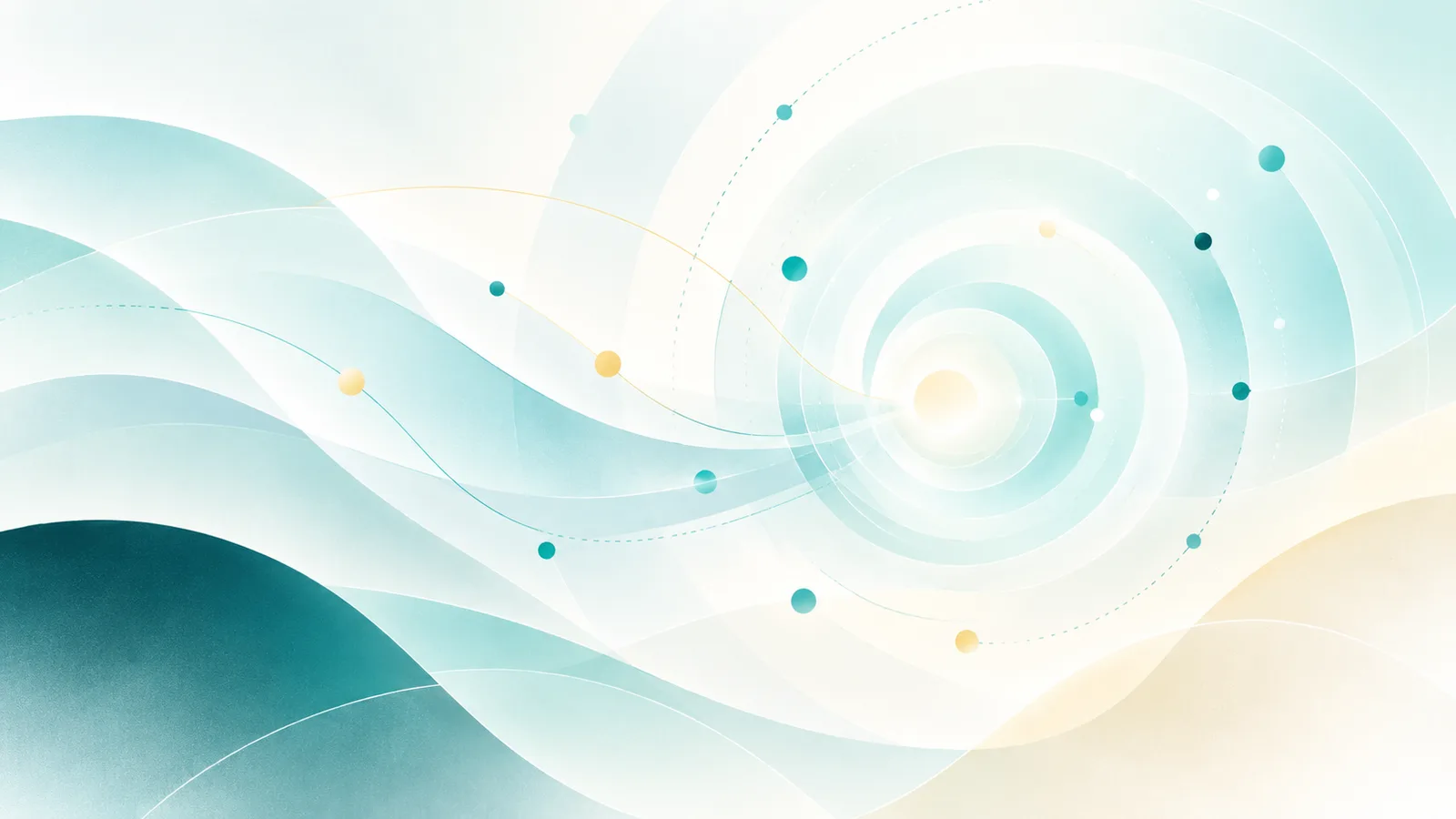 Abstracte spiraal met datapunten in teal