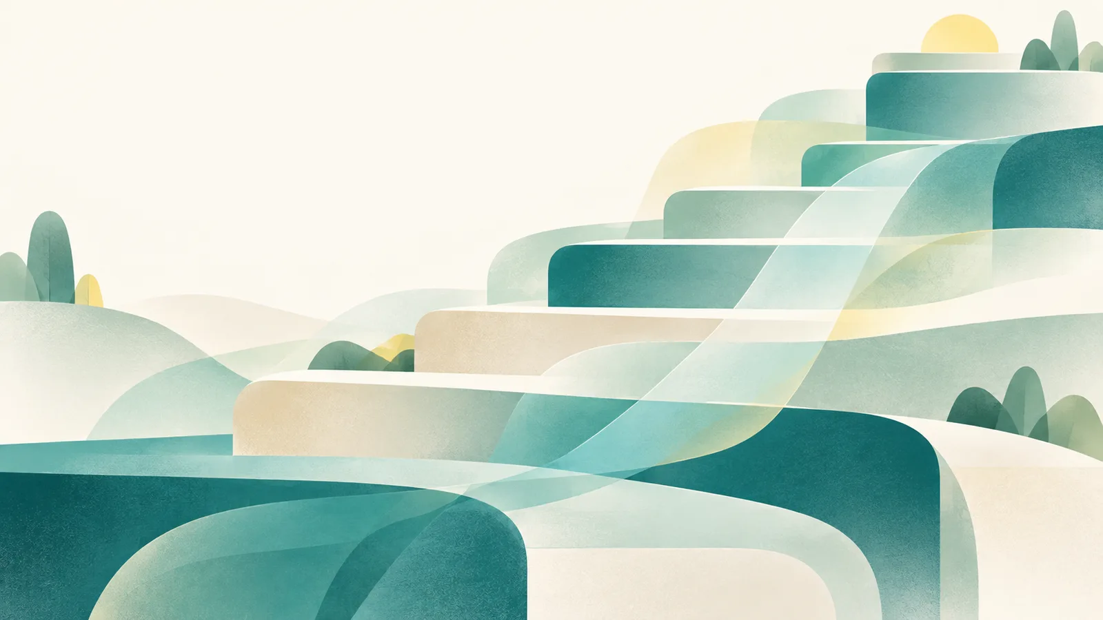 Abstracte terrassen tussen heuvels